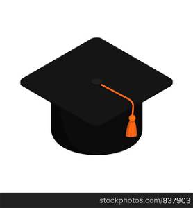 Graduate school black cap icon. Isometric of graduate school black cap vector icon for web design isolated on white background. Graduate school black cap icon, isometric style