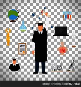 Graduate Student With Diploma isolated on transparent background. Vector illustration. Graduate Student With Diploma