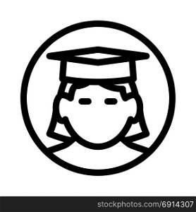 graduated woman, icon on isolated background