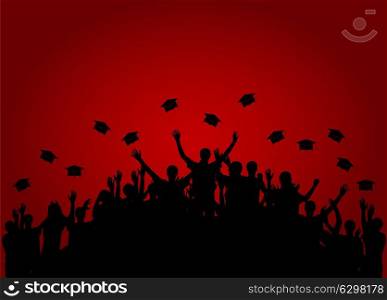 Graduates, People throw square academic cap Vector Illustration. EPS10. Graduates, People throw square academic cap Vector Illustration.