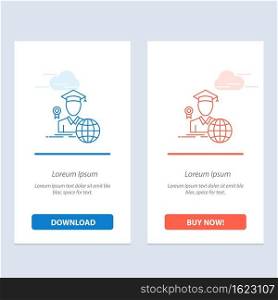 Graduation, Avatar, Graduate, Scholar  Blue and Red Download and Buy Now web Widget Card Template