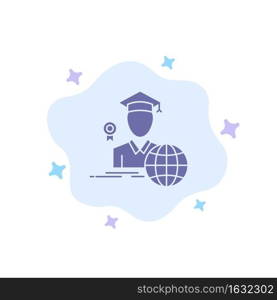 Graduation, Avatar, Graduate, Scholar Blue Icon on Abstract Cloud Background