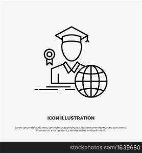 Graduation, Avatar, Graduate, Scholar Line Icon Vector