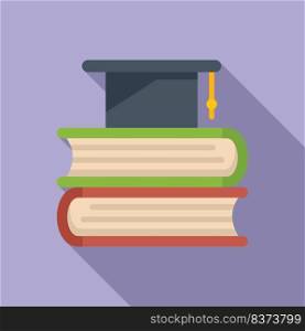 Graduation book stack icon flat vector. University study. Career skill. Graduation book stack icon flat vector. University study