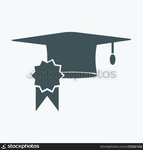 graduation cap and diploma certificate colorful flat style vector illustration