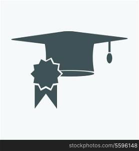 graduation cap and diploma certificate colorful flat style vector illustration