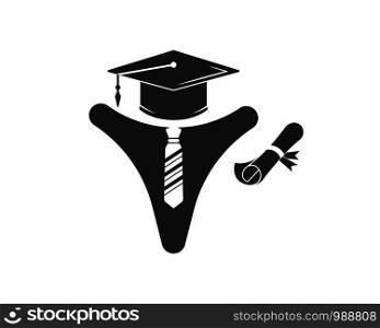 graduation cap diploma with people character vector illustration design template