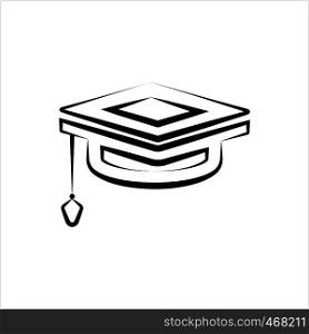 Graduation Cap Icon, Bachelor Cap Icon Vector Art Illustration
