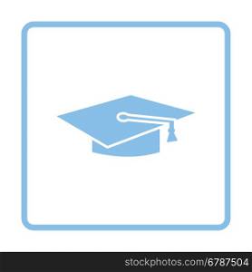 Graduation cap icon. Blue frame design. Vector illustration.