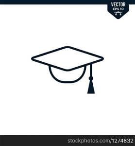 Graduation Cap icon collection in glyph style, solid color vector