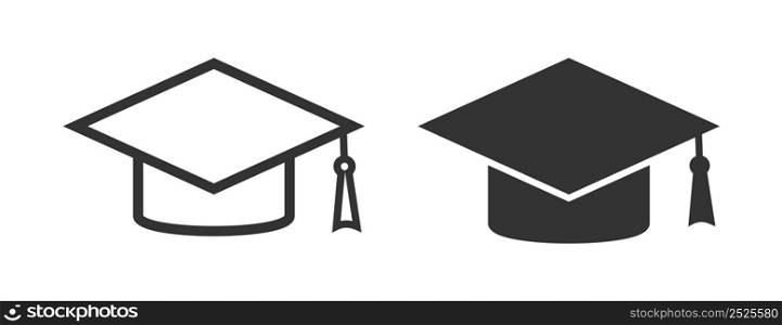 Graduation cap icon. College hat illustration symbol. Sign academy vector.