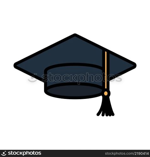 Graduation Cap Icon. Editable Bold Outline With Color Fill Design. Vector Illustration.