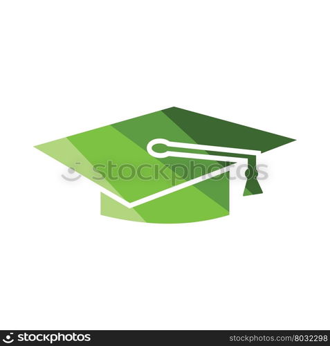 Graduation cap icon. Flat color design. Vector illustration.