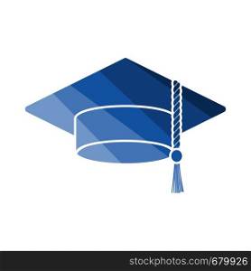 Graduation Cap Icon. Flat Color Ladder Design. Vector Illustration.