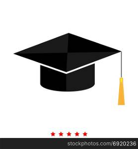 Graduation cap icon . Flat style. Graduation cap icon . It is flat style