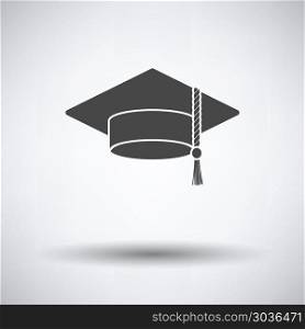Graduation cap icon. Graduation cap icon on gray background, round shadow. Vector illustration.