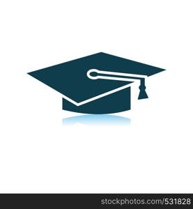 Graduation Cap Icon. Shadow Reflection Design. Vector Illustration.