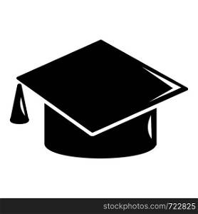Graduation cap icon. Simple illustration of graduation cap vector icon for web. Graduation cap icon, simple black style