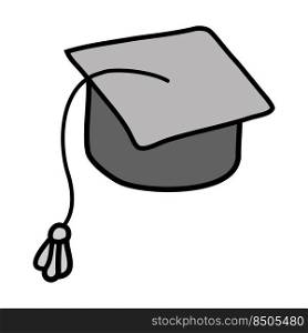 Graduation cap icon symbol sign, hand drawing doodle color line vector. Graduation cap icon symbol sign, hand drawing doodle
