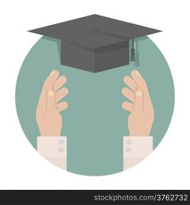Graduation cap in hand , eps10 vector format