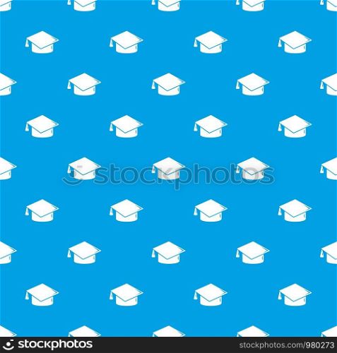 Graduation cap pattern vector seamless blue repeat for any use. Graduation cap pattern vector seamless blue