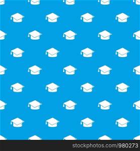 Graduation cap pattern vector seamless blue repeat for any use. Graduation cap pattern vector seamless blue