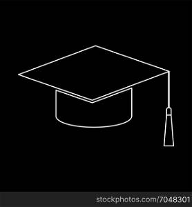 Graduation cap white icon .