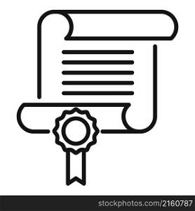Graduation diploma icon outline vector. Student book. Final homework. Graduation diploma icon outline vector. Student book