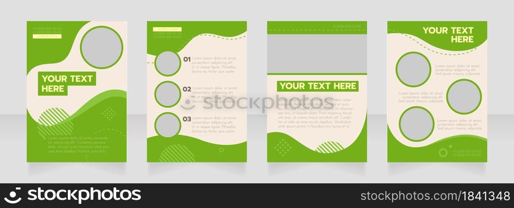 Graduation green wavy blank brochure layout design. Project info. Vertical poster template set with empty copy space for text. Premade corporate reports collection. Editable flyer paper pages. Graduation green wavy blank brochure layout design