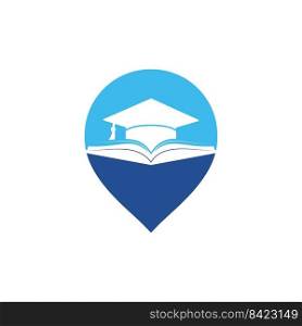 Graduation hat and book vector logo template. Education logo concept. 
