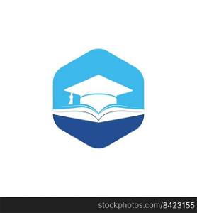 Graduation hat and book vector logo template. Education logo concept. 