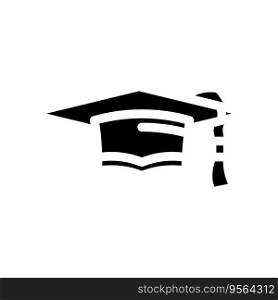 graduation hat cap glyph icon vector. graduation hat cap sign. isolated symbol illustration. graduation hat cap glyph icon vector illustration