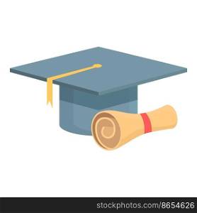 Graduation hat icon cartoon vector. Award certificate. Course honor. Graduation hat icon cartoon vector. Award certificate