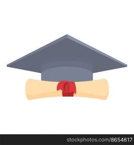 Graduation hat icon cartoon vector. Diploma award. Gift frame. Graduation hat icon cartoon vector. Diploma award