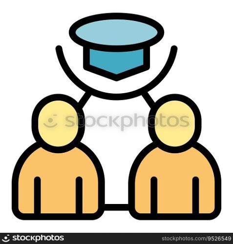 Graduation icon outline vector. Online learn. School lesson color flat. Graduation icon vector flat
