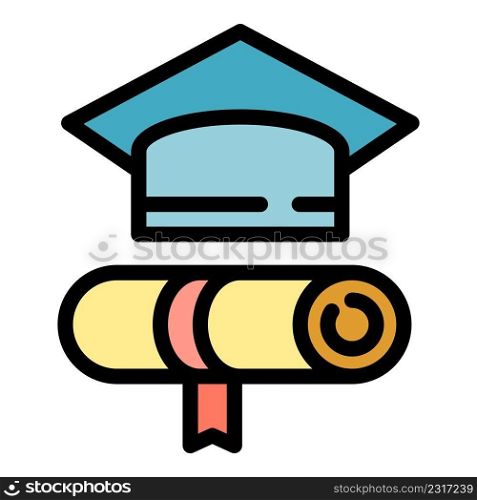 Graduation tools icon. Outline graduation tools vector icon color flat isolated. Graduation tools icon color outline vector