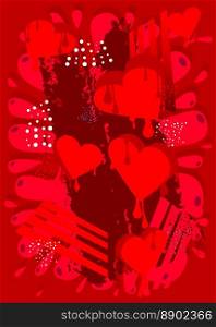 Graffiti Love Background with Hearts. Abstract modern Valentine s Day street art decoration performed in urban painting style.
