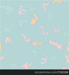 Graffiti pink arrows seamless pattern on turquoise ethnic background. Tribal hand drawn backdrop. Design for wrapping paper, wallpaper, fabric print, backdrop. Vector illustration.. Graffiti pink arrows seamless pattern on turquoise ethnic background.