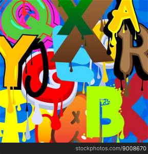Graffiti wallpaper with gradient geometric abstract modern street art shapes. Vector background decoration performed in urban painting style.