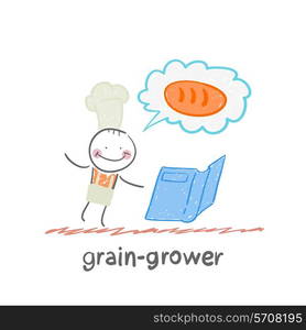 grain grower. Fun cartoon style illustration. The situation of life.