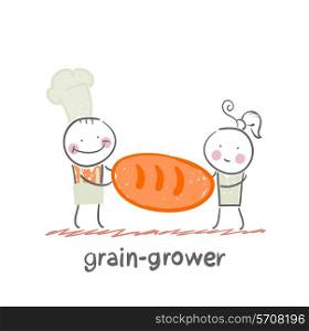 grain grower. Fun cartoon style illustration. The situation of life.