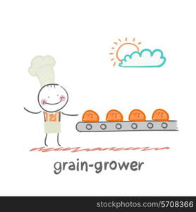 grain grower. Fun cartoon style illustration. The situation of life.