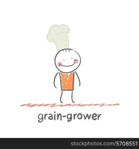 grain grower. Fun cartoon style illustration. The situation of life.