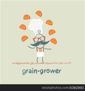 grain grower juggles bread