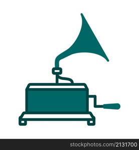 Gramophone Icon. Editable Bold Outline With Color Fill Design. Vector Illustration.