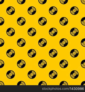Gramophone vinyl LP record pattern seamless vector repeat geometric yellow for any design. Gramophone vinyl LP record pattern vector