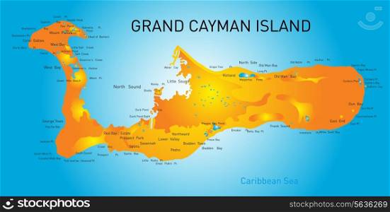 Grand Cayman islands vector map