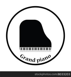 Grand piano icon. Thin circle design. Vector illustration.