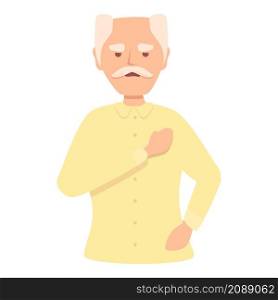 Grandfather heart pain icon cartoon vector. Heart attack. Chest sick. Grandfather heart pain icon cartoon vector. Heart attack