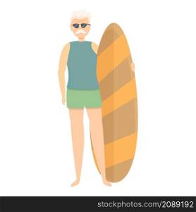 Grandfather surfing icon cartoon vector. Senior travel. Old character. Grandfather surfing icon cartoon vector. Senior travel